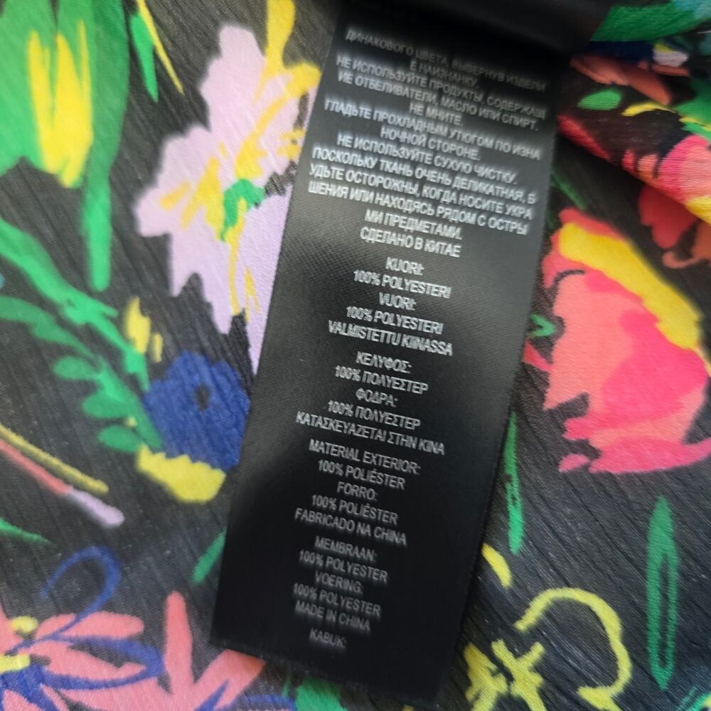 Ted Baker Semi-Sheer Floral Ruffle Blouse Top Size US 6 (Tag size 2) Black - Picture 7 of 9